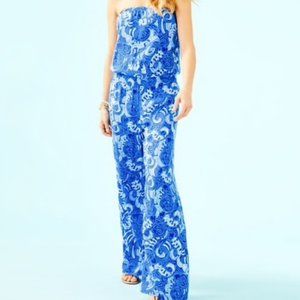 Lilly Pulitzer Pim Strapless Blue Grotto Jumpsuit